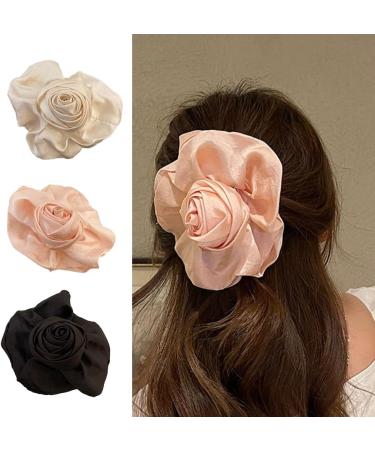 hgnxa Fabric Rose Flower Hair Claw Clip for Wedding Vintage Banana Barrettes n-Slip Jaw Clip Bride Hair Claw Ponytail Holder Pink - Buy Online on GoSupps.com