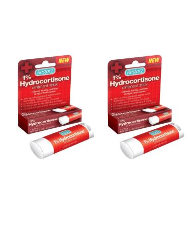 Restorz Hydrocortisone 1% Cream Treatment Stick (2 Pack) - No Mess Travel Size Ointment Applicator for Gentle Support/Portable & Easy to Use/Fast Acting Relief for Itches Bites Redness & Rashes - Buy Online on GoSupps.com