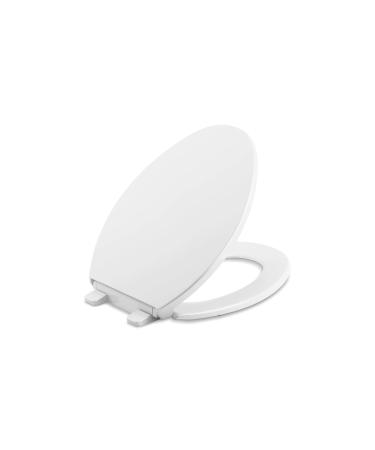 Kohler K-20110-0 Brevia Elongated Toilet Seat with Grip-Tight Bumpers, Quiet-Close Seat, Quick-Attach Hardware, White White Elongated Toilet Seat Quiet-Close