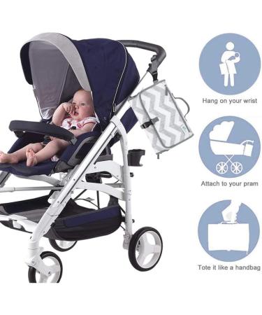 Menions Portable Nappy Changing Mat with Wipe-Pocket and Head Cushion - Waterproof Travel Change Pad for Babies - Grey Star Print - 0 Months - Buy Online on GoSupps.com