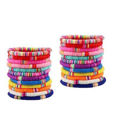 ABOOFAN 24 Pcs Clay Bracelet Bohemia Bracelets Stackable Bracelet Bracelets Aesthetic Elastic Bracelet Summer Beach Bracelets Summer Beach Jewelry Wafer Decorate Miss Polymer Clay