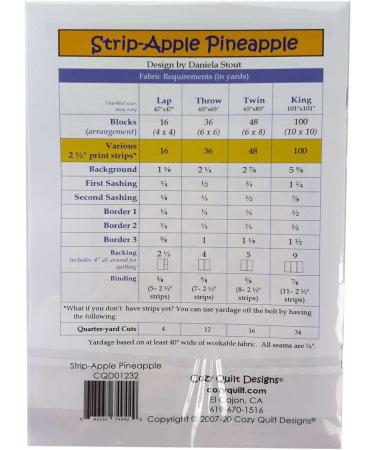 Cozy Quilt Designs Strip Apple Pineapple Pattern - Quilt Making Supplies - Buy Online on GoSupps.com