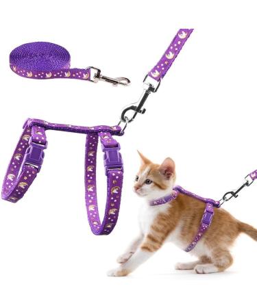 Cat dishes and leash adjustable outbreak -proof chest strap with safety buckle for walks outdoors suitable for small medium -sized and large kittens reflective