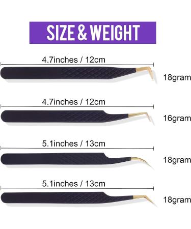 Fiber Tip Lash Tweezers - 4 Pcs Professional Eyelash Extension Kit for Precision Volume Lashes - 90 45 Boot Volume - Black - Buy Online on GoSupps.com