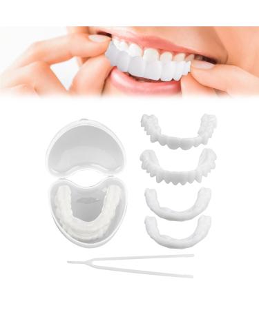 Brigt cattle false teeth veneers 2 pairs of cosmetic veneers teeth immediate veneers at the top and bottom temporary prostheses teeth with mini tweezers for men women tooth whitening