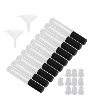RDEXP Plastic Lip Gloss Refill Bottle 10ml Black 10pcs