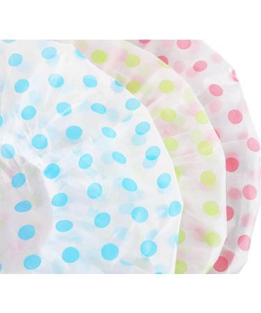 3 Pcs Waterproof Elastic Band Bath Caps with Ruffled Edge for Girls and Women - Dots Design - Buy Online on GoSupps.com