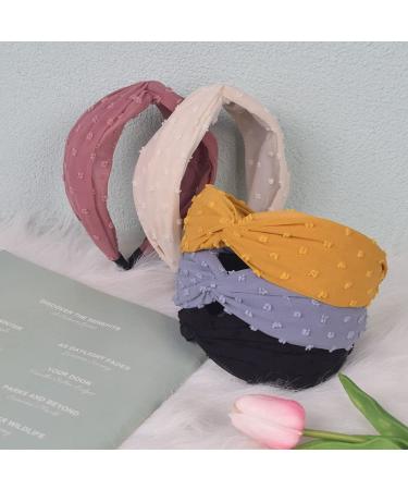 5Pcs Women's Wide Knotted Headbands Set - Elastic Boho Turban Hair Accessories - Buy Online on GoSupps.com