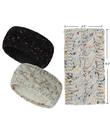 Styla Winter Knit Ear Muffs Headbands for Women - 2 Pack Cold Weather Ear Warmers - Confetti Black & Beige - Buy Online on GoSupps.com
