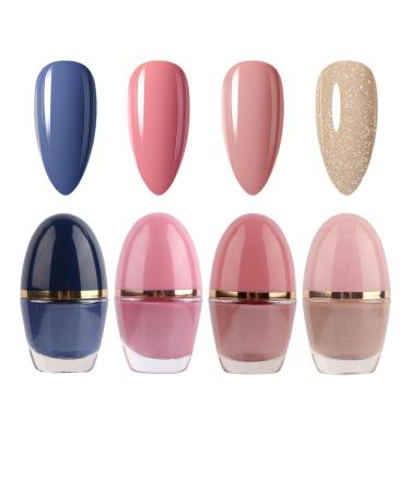 Nude Nail Polish Set Pink Nail Varnish Set Long Lasting Glitter Nude 4 Colors Nail Polishes Quick Dry Nail Polish for Women Girls DIY Nail Art at Home 7ML