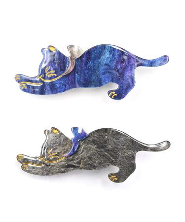 2 Pcs Acrylic Resin Alligator clips Cat Hair Clips for Women Hair Accessories Premium Hair Clip By YOCEAN Starry blue
