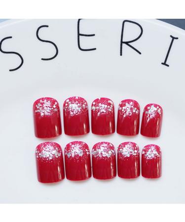 Jovono Red Glitter Acrylic Full Cover Artificial Fingernails - Elegant Clip-On Nails for Weddings Birthdays & Parties - No Adhesive Required - Buy Online on GoSupps.com