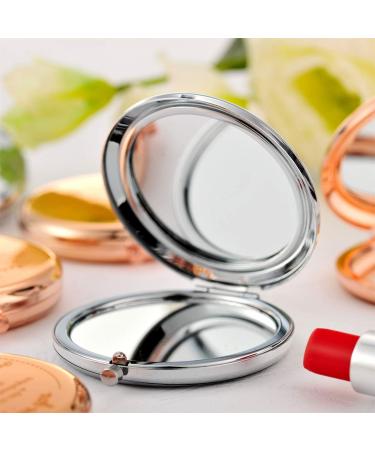 Sister Gifts: Silver Compact Mirror for Bridesmaid, Wedding Day Gift - 2.6 inch Round Folding Handheld Mirror with 1x/2x Magnification - Buy Online on GoSupps.com