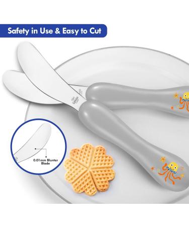 Lehoo Castle Toddler Cutlery Set - 6pcs Stainless Steel Kids Cutlery in Grey/Blue - Buy Online on GoSupps.com