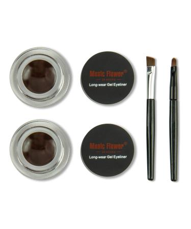Frola 2 In 1 Long-wear Gel Eyeliner Smudge-proof & Waterproof  Last for All Day Long  2 Pieces Eye Makeup Brushes Included (6 Brown+Brown)