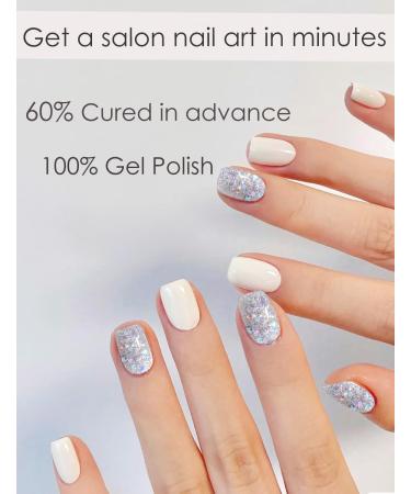 TrueShei Nail Foils | 20PC White Glitter Self-Adhesive Gel Nail Stickers | UV Gel Film & Gellack Wraps for Stunning Nails - Buy Online on GoSupps.com