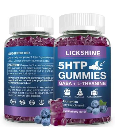 1 Pack 300MG 5-HTP GABA Sleep Supplement Gummies with 200mg L-Theanine Supplement for Brain Mood Stabilizer and Sleep Support Melatonin-Free Omega 3-6-9 for Natural Zzzs Blueberry Flavor 60 Count (Pack of 1)
