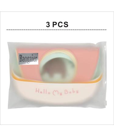 Baogaier Silicone Baby Bibs 3 PCS Set | Waterproof Weaning Bibs for Babies and Toddlers | Easy Clean with Food Catcher Pocket | Soft & Durable Feeding Bibs | Newborn Girl Gift | Pink Blue Yellow - Buy Online on GoSupps.com