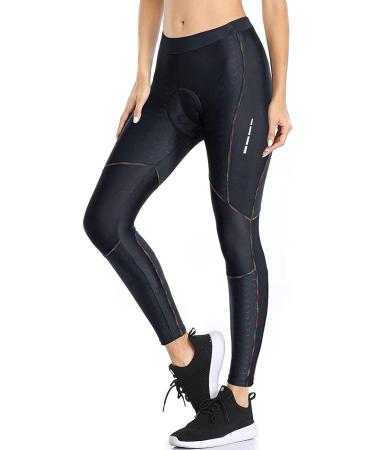 Santic bicycle pants women long bike paired 7/8 leggings tights seat pad cycling elastic quickly dry black rainbow s
