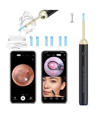 Ear Wax Removal Tool Camera  Ear Scoop 1080P Earwax Remover Pimple Blackhead Cleaning Kit Tool  Compatible iPhone  Android System (Black)