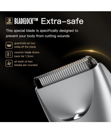 Men's Electric Body Trimmer - Skin-Safe Ceramic Blade, Pubic Groin Hair Trimmer, Waterproof & Rechargeable - With LED Light & Charging Dock - Buy Online on GoSupps.com