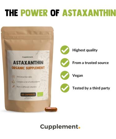 Buy Cupulated Astaxanthin 60 Capsules - Bio Superfood Supplement | 160 mg per Capsule 5% Extract - No Tablets 12 mg 6 mg or Powder - International Shipping Available - Buy Online on GoSupps.com