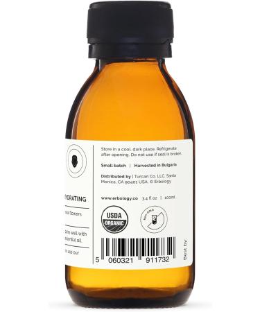Erbology Organic Rose Water 3.4 fl oz | Premium Food Grade Hydrolate | Soothes Hydrates & Calms | Non-GMO in Recyclable Glass Bottle - Buy Online on GoSupps.com