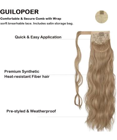 GUILOPOER Wrapped Ponytail 55 cm Long Curly Hairpiece Braid Clip in Ponytail Wavy Curly Synthetic Hair Extension for Women (27/613) - Buy Online on GoSupps.com