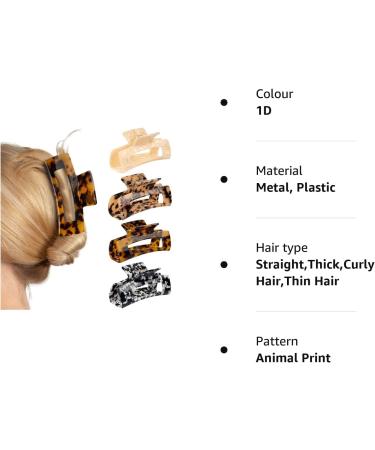 HAYHOI 4PCS Hair Claw Clips | Acrylic French Butterfly Jaw Clips Set | Leopard Print Hair Accessories for Women & Girls - Buy Online on GoSupps.com