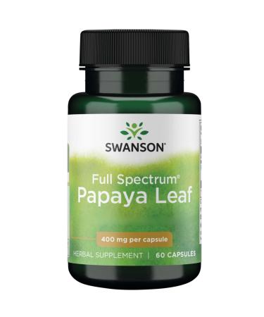 Swanson Full Spectrum Papaya Leaf 400mg High-Dose 60 Capsules SOYA-Free Gluten-Free GMO-Free