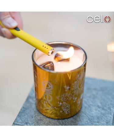 Cello Celestial Scented Candle with Clear Quartz Gemstones - Metallic Gold Candle with Clear Crystals | Ideal Gift for Men and Women - Buy Online on GoSupps.com