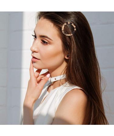 Minkissy Round Hair Clip Minimalist Dainty Hollow Geometric Hair Pin Circle Acrylic for Women Lady (Spotted Coffee) - Buy Online on GoSupps.com