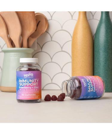 Uplift Vegan Elderberry Gummies with Vitamin C & Zinc - Immune Support for Kids & Adults - Gluten-Free Non GMO - 60ct - Buy Online on GoSupps.com