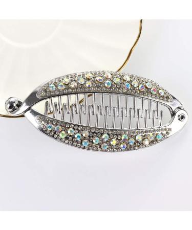 Elegant Shining Rhinestone Crystal Banana Clip Fish Shape Grips Clamp Headwear Women Rhinestone Fish Clip Hair Claws(silver) Coffee Gold Silver White