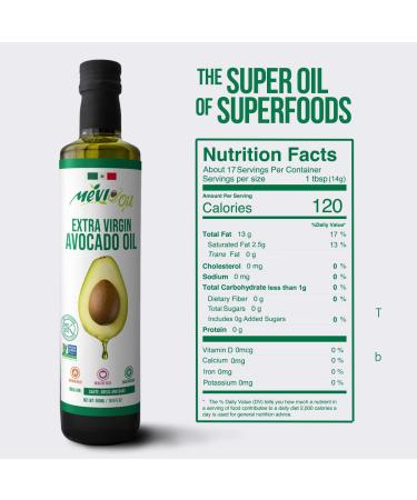 MeviOil EV Avocado Oil 8.5 Fl. Oz. - Cold Pressed, Kosher, Non-GMO, Ideal for Keto & Paleo Diets - Perfect for High-Heat Cooking, Homemade Sauces, Dressings, & Marinades - Buy Online on GoSupps.com