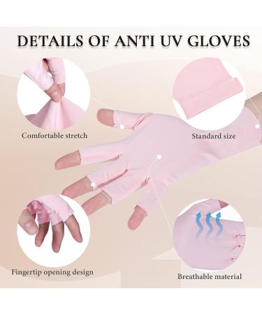 Vabean 4 Pairs Manicure Gloves | Anti-UV Protection for Gel Nails | Fingerless UV Light Gloves | Women's Nail Care Gloves in Pink, Purple, Beige, Light Gray - Buy Online on GoSupps.com