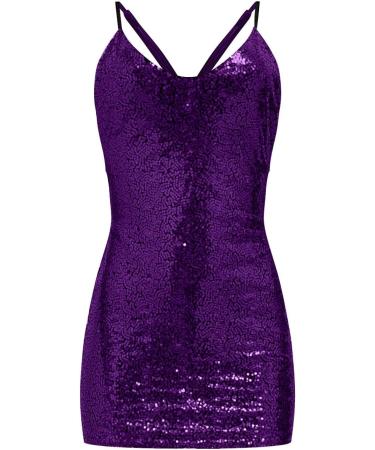 Shop Hanxiulin Women's Evening Dress - Elegant Glitter Cocktail & Leisure Dresses in Purple XL - Buy Online on GoSupps.com