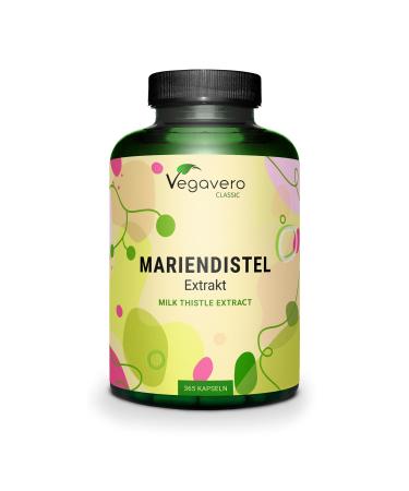 Vegavero Marie Thistle | 365 Capsules | With 80% Silymarin + 30% Silybin | No Additives | Natural Liver Deturative + Digestion | Vegan