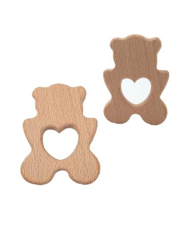 Arakierst 2pcs Wood Polar Bear Teething Accessory - Natural Handmade Nursing Necklace Pendant - Buy Online on GoSupps.com