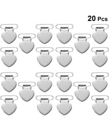 20pcs Heart Shaped Silver Pacifier Suspender Clips for Baby Teething Toys - 4 * 3cm - Buy Online on GoSupps.com