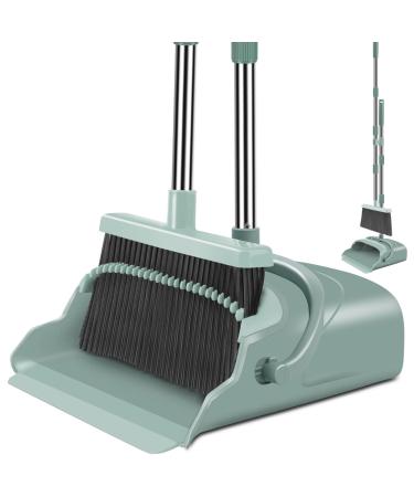 kelamayi Broom and Dustpan Set for Home,Broom and Dustpan Set, Broom Dustpan Set, Broom and Dustpan Combo for Office, Stand Up Broom and Dustpan (Green)