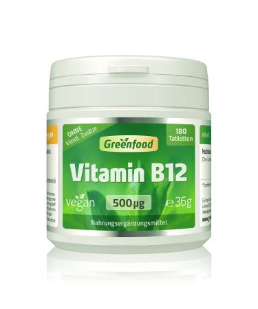 Vitamin B12 (methylcobalamine) 500 g high dose 180 tablets vegan - for energy nervous system and blood formation.Important for blood formation.Without artificial additives.Without genetic technology.36 g (1 Pack) - Buy Online on GoSupps.com