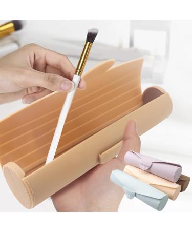 Travel Makeup Brush Holders Fashion Silicone Portable Cosmetic Face Brushes Holders Soft And Sleeks Makeup Tools Organizers Light Blue - Buy Online on GoSupps.com