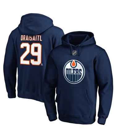 Fanatics Leon Draisaitl #29 Edmonton Oilers Iconic Player NHL Hoodie Navy M Blue