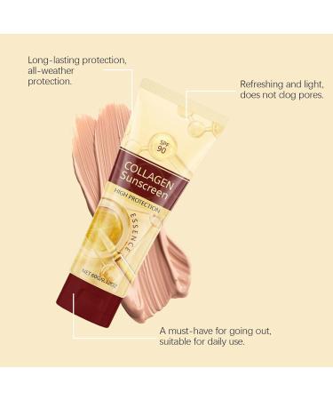 Sunscreen Protector With High Collagen Spf 90 Travel Size Sunscreen Creamy Texture With Color Moisturizing Brightening Sunscreen High Protection Insulation Sun Lotion (1) - Buy Online on GoSupps.com