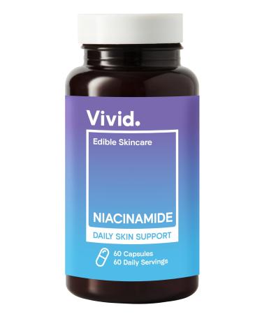 Vivid Niacinamide Vitamin B3 Capsules - 60 Servings 500mg Per Serving - for Balanced Skin - Tone Texture Hydration Premature Aging - Buy Online on GoSupps.com