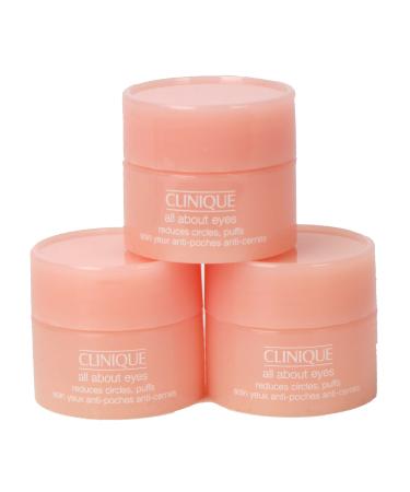 Pack of 3 x Clinique All About Eyes 0.17 oz / 5 ml each Sample Size Unboxed