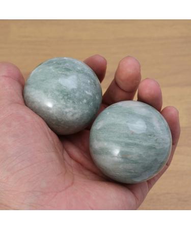 Homsfou 2 Pack Chinese Stone Massage Balls - Natural Muscle Relaxation & Stress Relief - Medium Green Healthcare Massage Balls - Buy Online on GoSupps.com