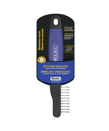 Wahl Canada Soft Grip Dematter Eliminates Knots Stubborn Mats & Tangles Easily and Gently Removes Stubborn Mats and Tangles Dog Brush Comfort Grip Gel Handle Great for Dog Grooming - Model 58446