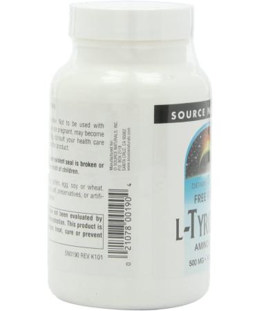 Source Naturals L-Tyrosine 500 mg - 100 Tablets | Support Mood & Focus - Buy Online on GoSupps.com